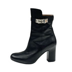 Hermes Boots Short Shoes Leather Black Silver Kelly Hardware — view 3
