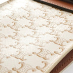 Celine Triomphe Phone Case Leather Brown White