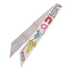 Hermes Twilly Chevaloscope Neon Pointier S Silk Blanc Rose Veil Scarf — view 2