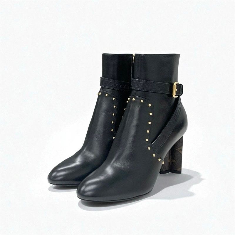 Louis Vuitton Silhouette Line Monogram Boots Short Shoes Leather Black — view 2