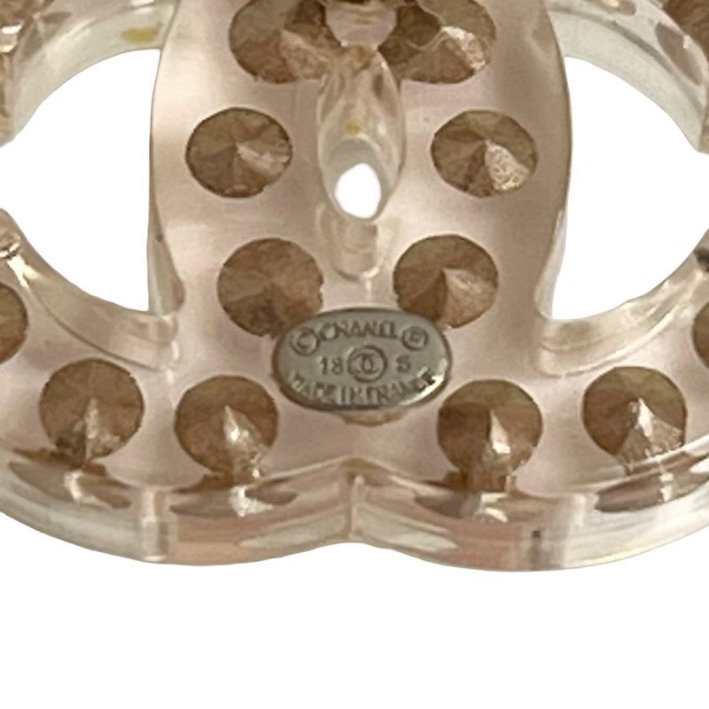 Chanel Coco Mark Plastic Rhinestone Earrings 18S — view 3