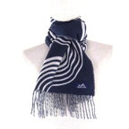 Hermes Kazak Vogue Cashmere Scarf with Fringe Navy White — view 4