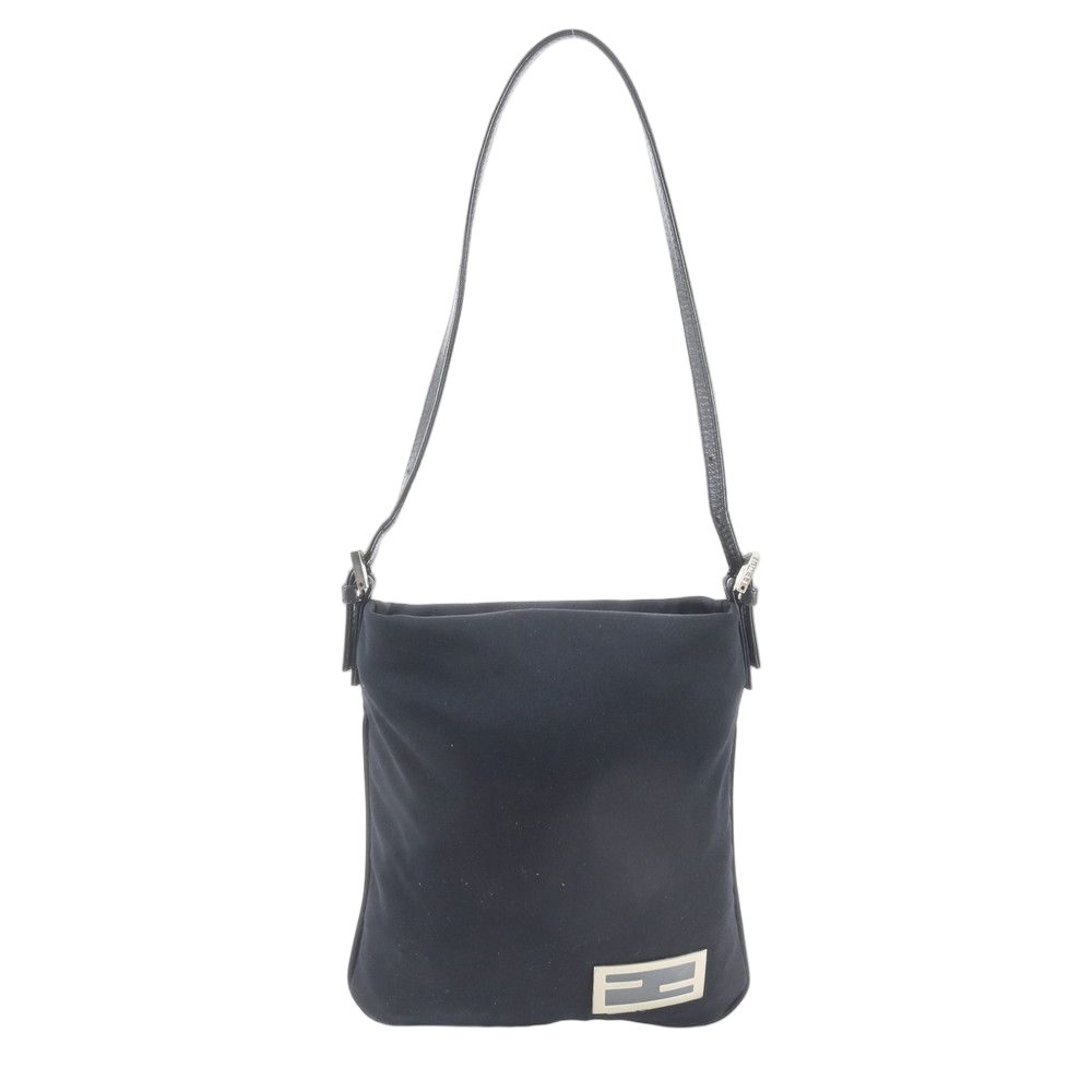 Fendi FF Logo Mamma Bucket Leather Shoulder Bag Hand Black