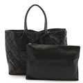Bottega Veneta Maxi Intrecciato Tote Bag Leather Black With Pouch