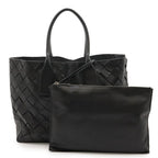 Bottega Veneta Maxi Intrecciato Tote Bag Leather Black With Pouch