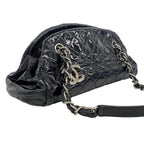 Chanel Shoulder Bag Mademoiselle Patent Leather Black Silver — view 2