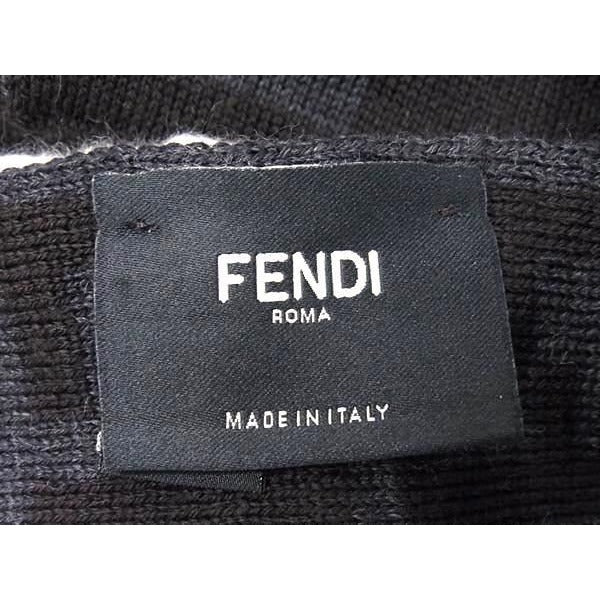 Fendi Scarf Zucca Dark Brown Navy 100% Wool Men — view 2