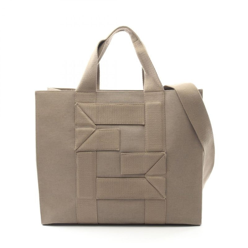 Fendi Tote Bag FF Logo 7 Va558 Grey Canvas Large Shopping