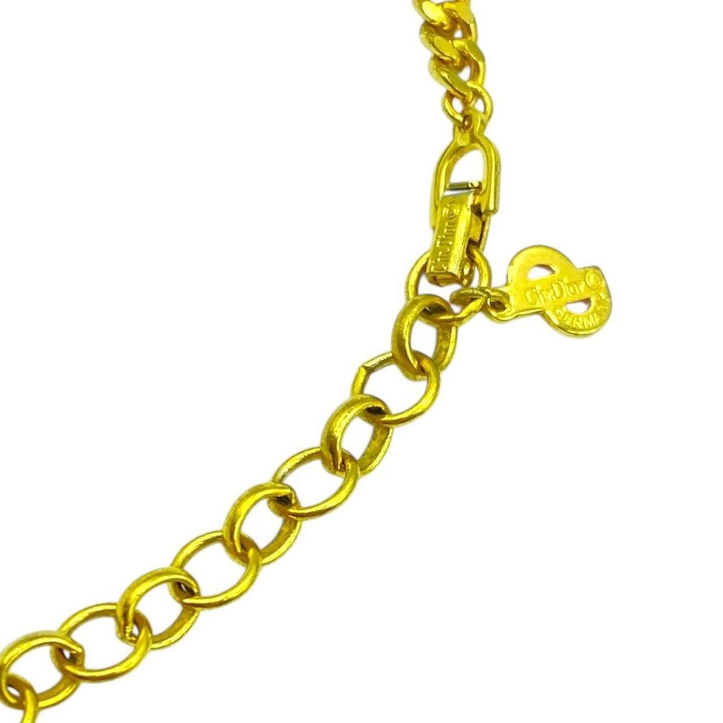 Dior Stone Necklace Gold Red — view 3