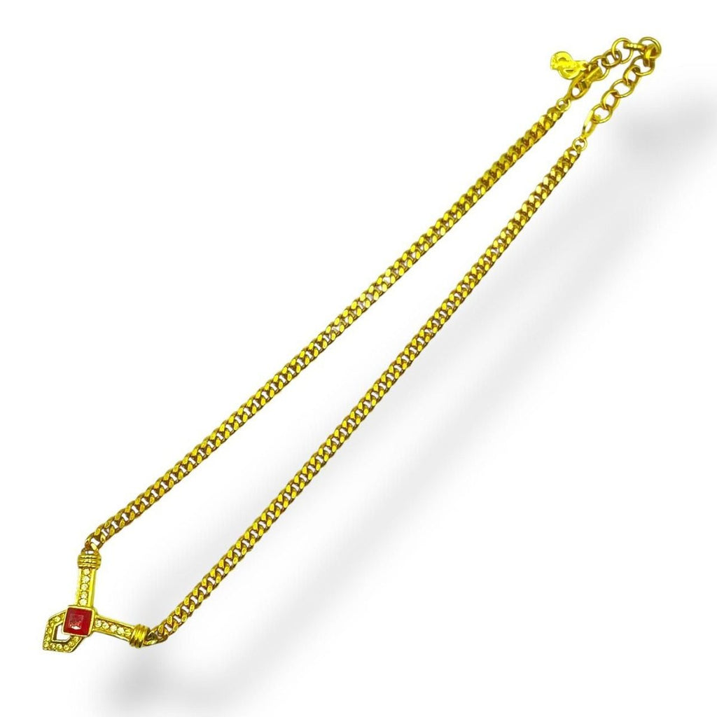 Dior Stone Necklace Gold Red