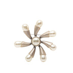 Chanel Brooch Silver Metal Faux Pearl