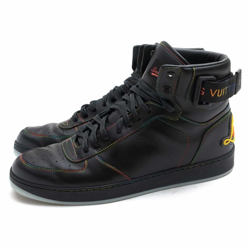 Louis Vuitton Shoes Sneakers High Cut Men Leather Black Rivoli