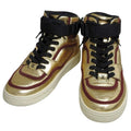 Chanel 2020 Coco Mark Gold Leather High Cut Sneakers Shoes