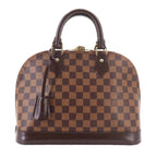 Louis Vuitton Damier Alma PM Hand Bag Ebene Brown Gold