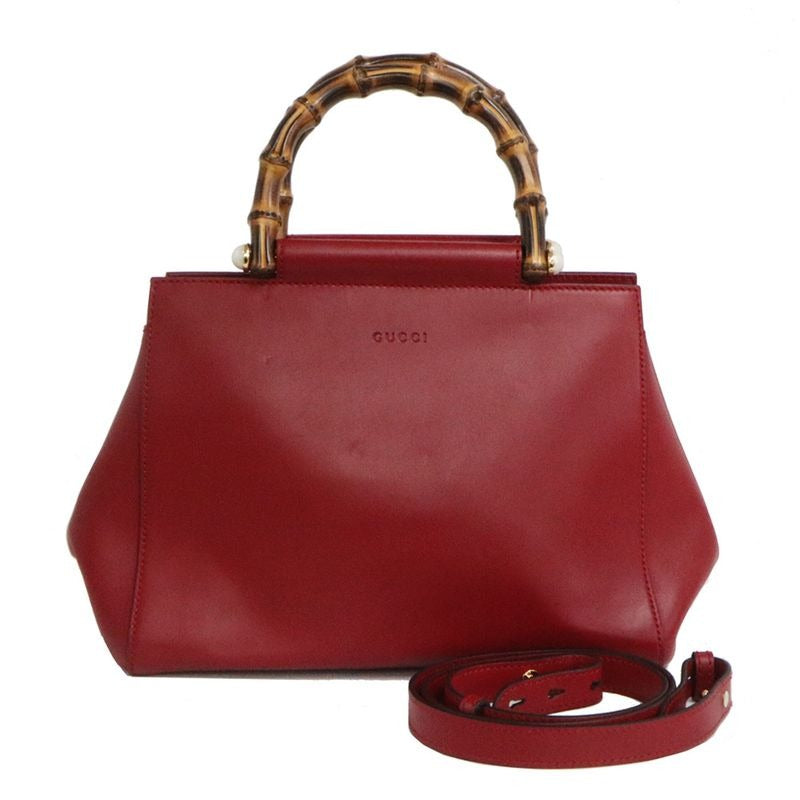 Gucci Bamboo Nimfair Small 2-Way Handbag Red Leather — view 2