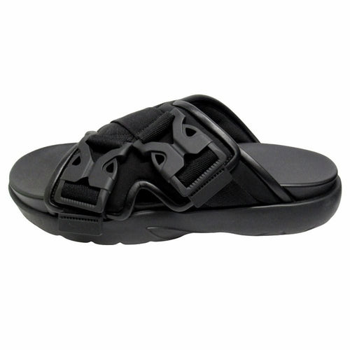 Bottega Veneta Snap Slide Sandals Fabric Leather Platform Shoes 42 Black