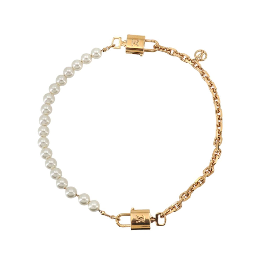 Louis Vuitton Necklace Pearl Lock 2-Way Bracelet Gold Pearlock