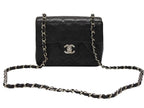 Chanel Mini Quilted 17 Shoulder Bag CC Logo Lambskin Black Silver