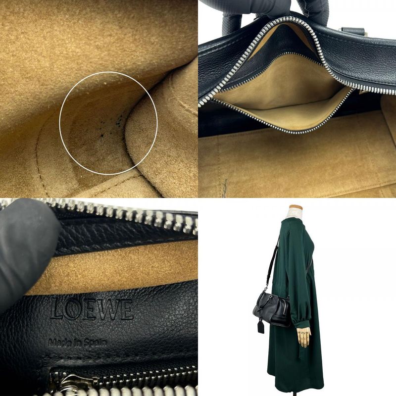 Loewe Handbag Amazona 28 Leather Black Silver Hardware 2-Way Shoulder Simple — view 9