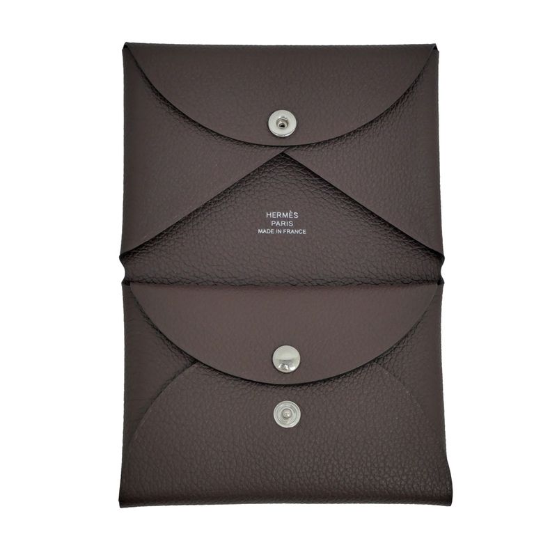 Hermes Calvi Duo Card Case With Coin Purse Chevre — view 6
