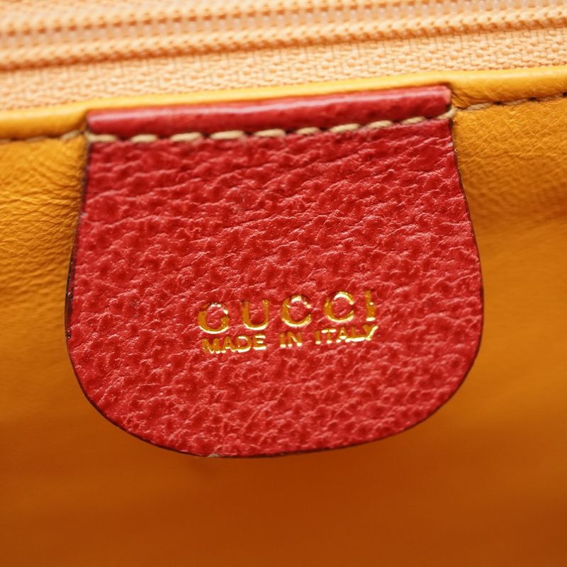 Gucci Bamboo 2-Way Shoulder Handbag Leather Red 0015 Stop — view 8