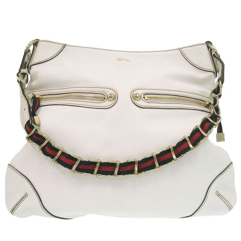 Gucci Sherry Line Chain Shoulder Bag Leather White 0852