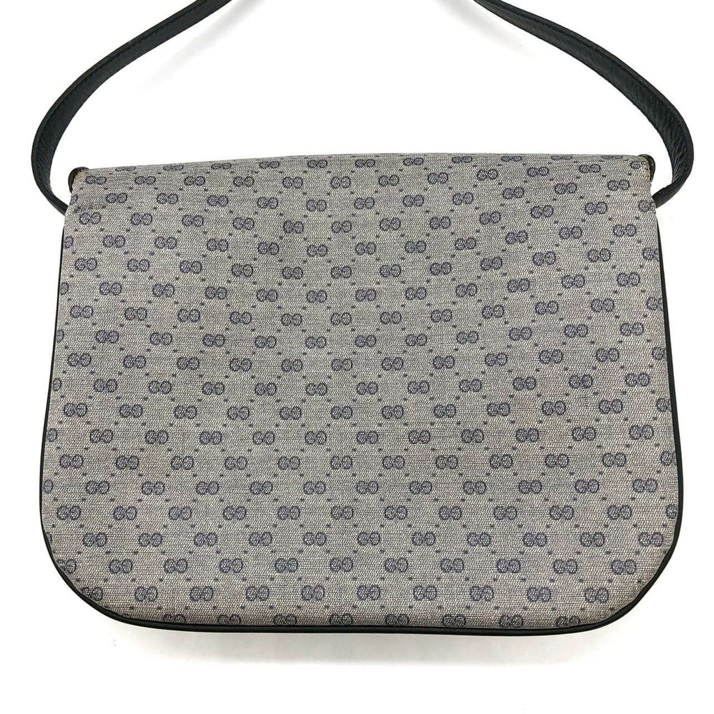 Gucci 001 406 Micro GG Shoulder Bag Leather Navy Vintage — view 2