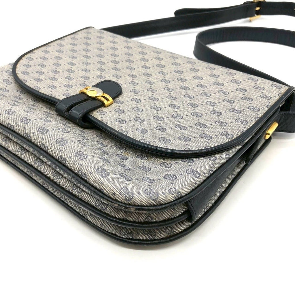 Gucci 001 406 Micro GG Shoulder Bag Leather Navy Vintage — view 4