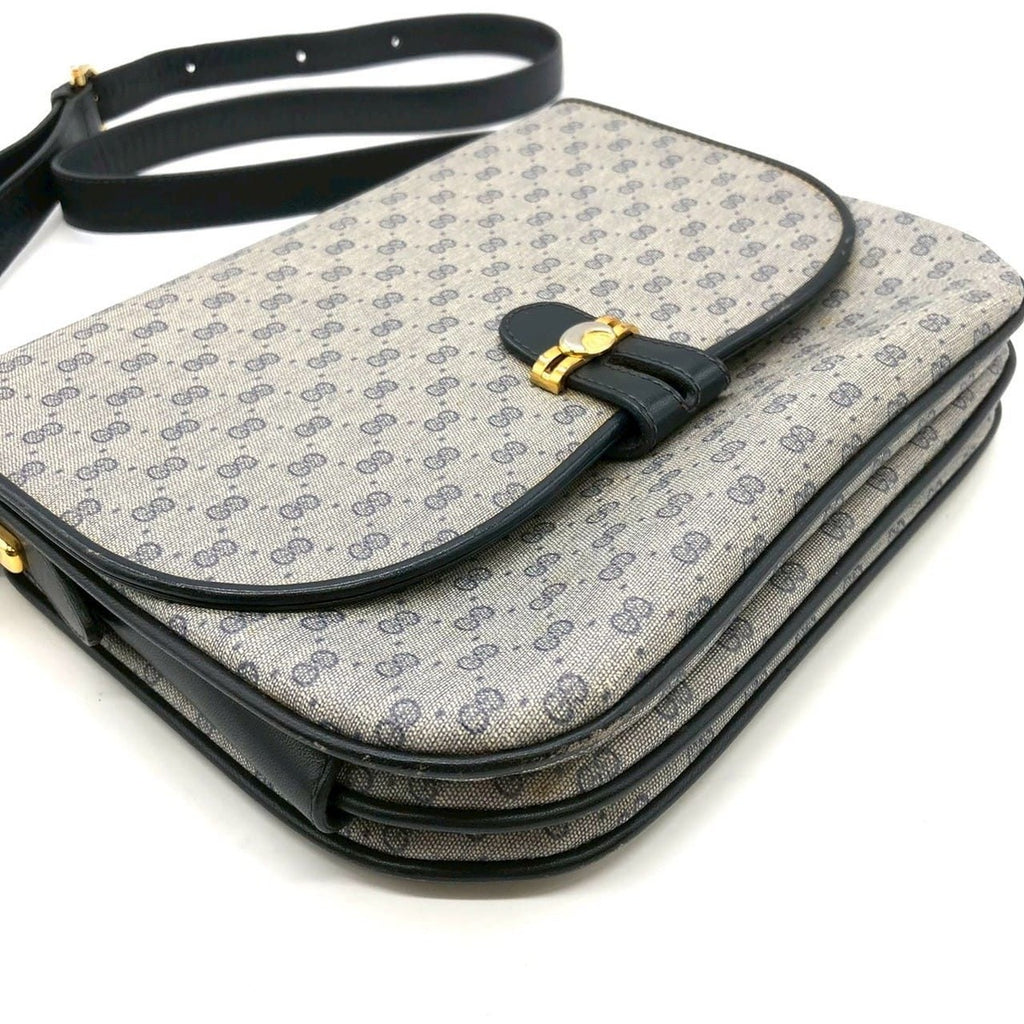 Gucci 001 406 Micro GG Shoulder Bag Leather Navy Vintage — view 5