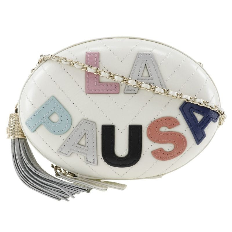 Chanel Chain Shoulder LA Pausa Calf White Bag