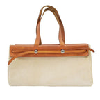 Hermes Herbag Her Bag Cabas MM Toile GM Tote Hand Silver Hardware — view 2