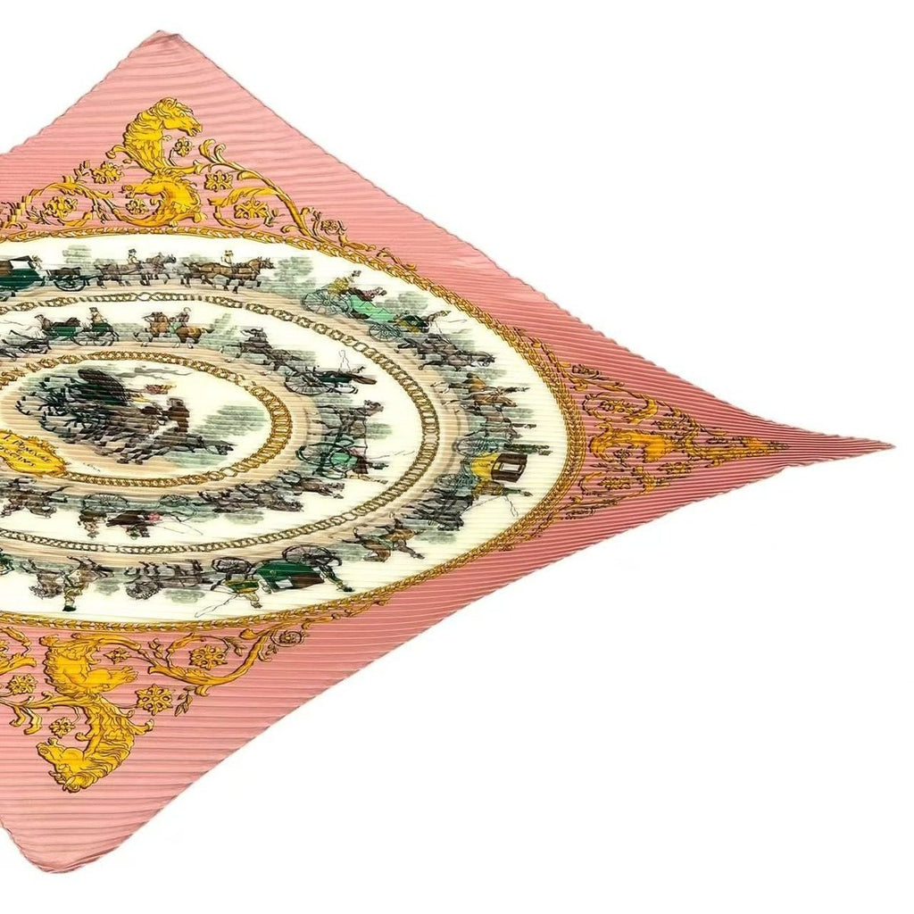 Hermes Scarf Silk Pleats la Promenade de Longchamps Walk to Long Chien Pink — view 3