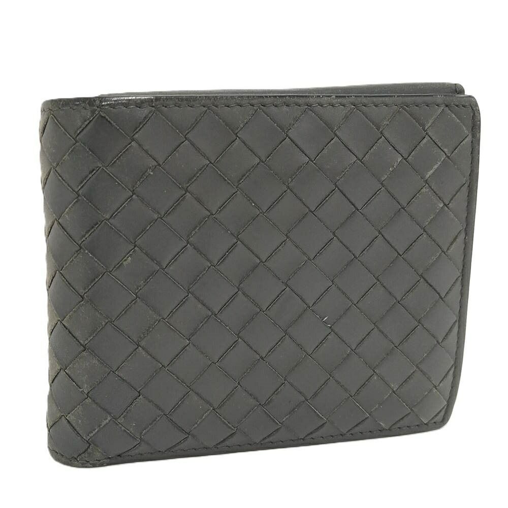Bottega Veneta Bifold Wallet Intrecciato Leather Gray