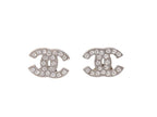 Chanel CC Logo Earrings 09 Rhinestone Metal Silver Clear