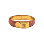 Loewe Anagram Logo Leather Gold Plated Pink Bangle Bracelet