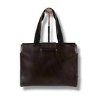 Prada Leather Tote with Pouch Embossed Logo Dark Brown Mini — view 3