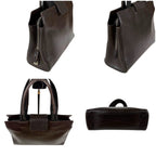 Prada Leather Tote with Pouch Embossed Logo Dark Brown Mini — view 4