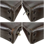 Prada Leather Tote with Pouch Embossed Logo Dark Brown Mini — view 6
