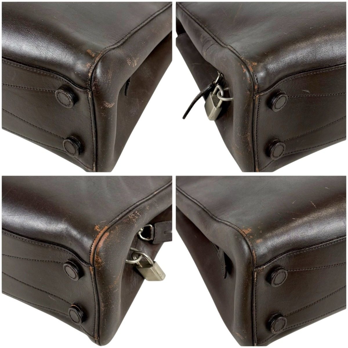 Prada Leather Tote with Pouch Embossed Logo Dark Brown Mini — view 6