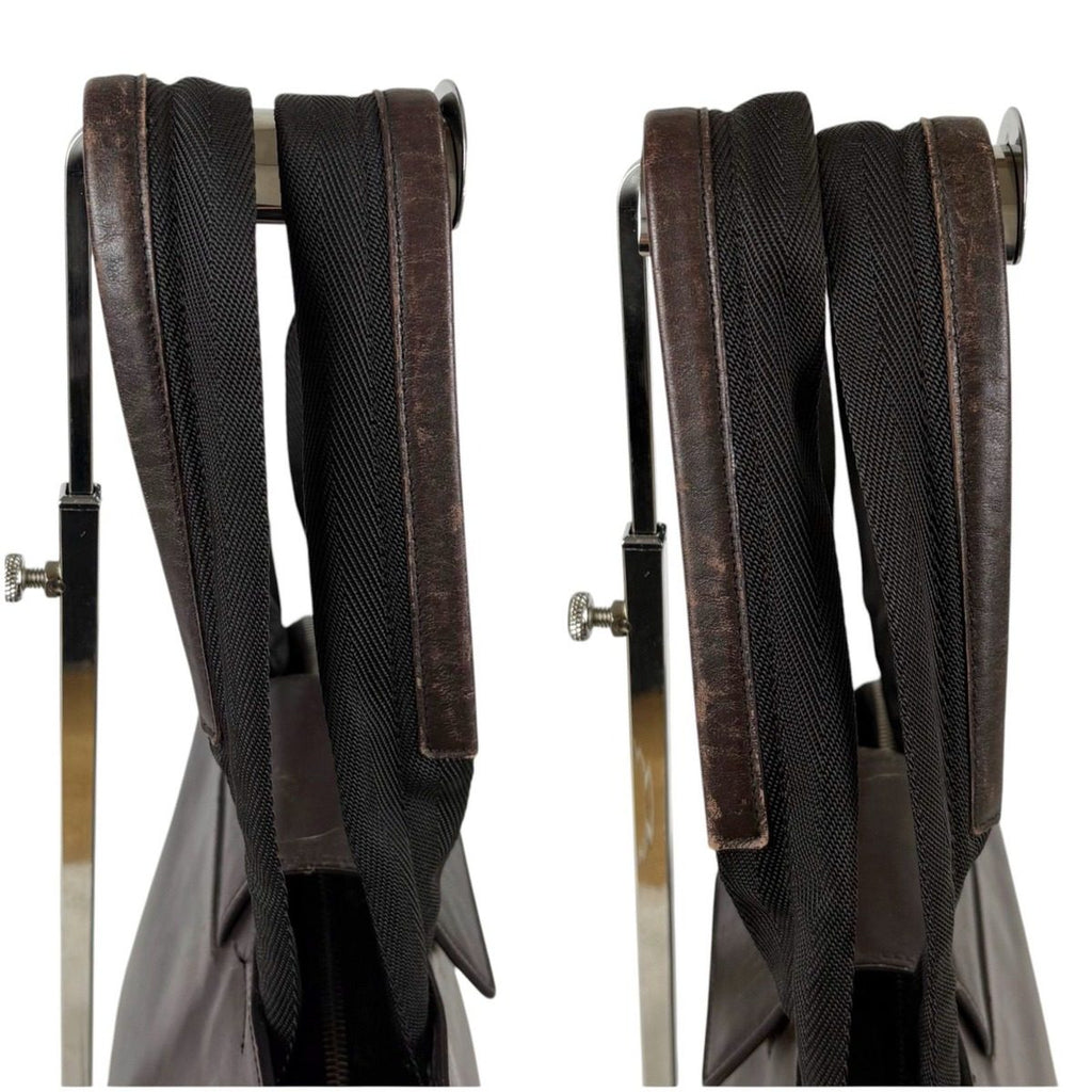Prada Leather Tote with Pouch Embossed Logo Dark Brown Mini — view 7