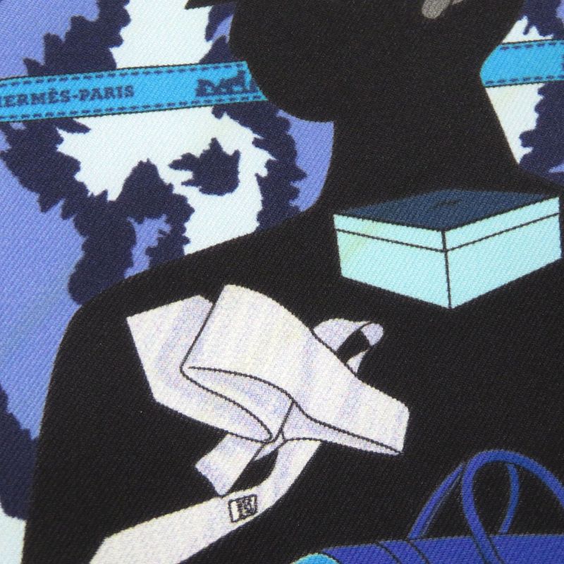 Hermes Carre 40 Monsieur ET Madame & Silk Blue Scarf 0821 — view 3