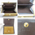 Loewe Trifold Wallet Suede Leather Khaki Brown Gold Hardware Anagram Clasp — view 6