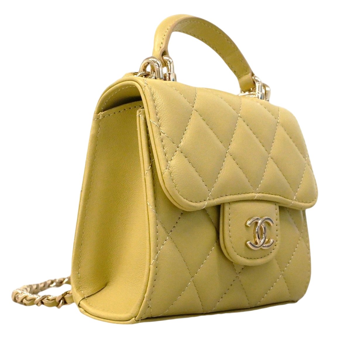 Chanel Handbag Quilted Lambskin Beige Champagne Gold 2-Way — view 2