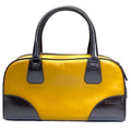 Prada Bow Sling Bag Tote Handbag Logo Leather Yellow Brown