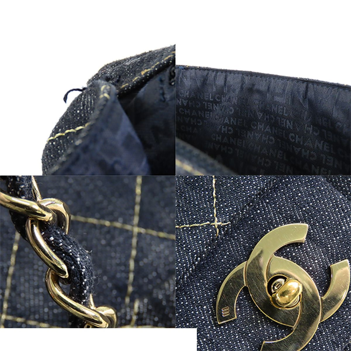 Chanel Sparkling Denim Chain Indigo Blue Gold Shoulder Bag — view 8