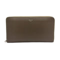 Celine Large Zip Leather Gray Beige Wallet Silver