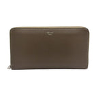 Celine Large Zip Leather Gray Beige Wallet Silver