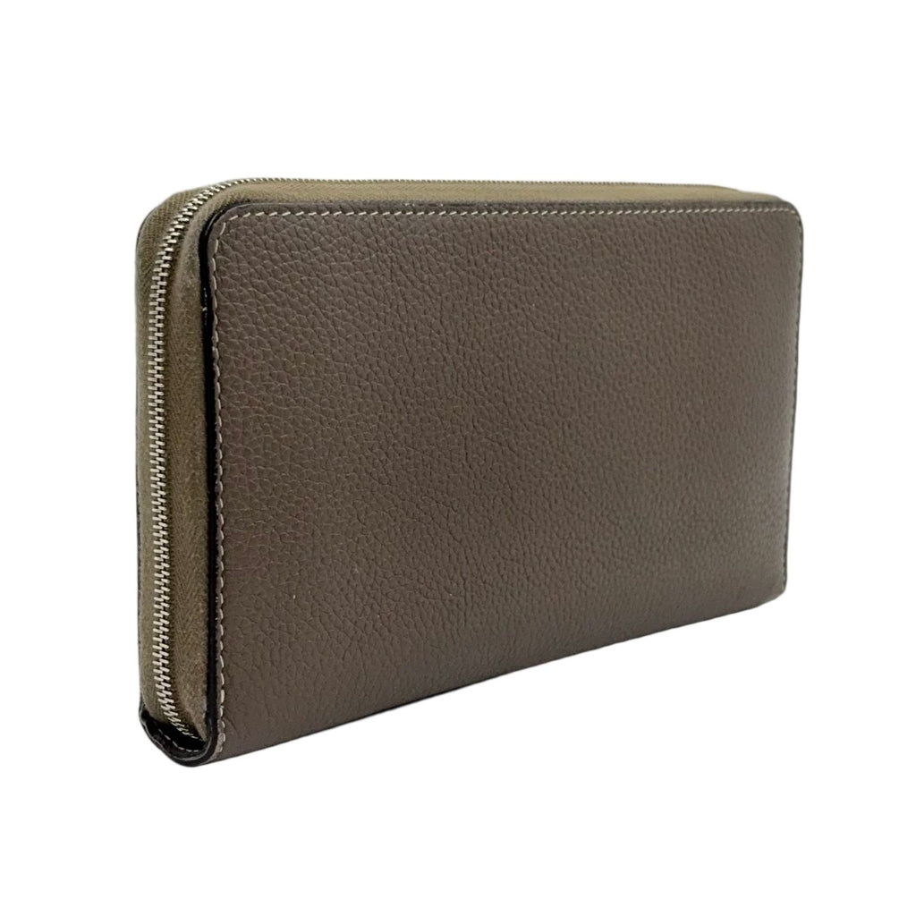 Celine Large Zip Leather Gray Beige Wallet Silver — view 2