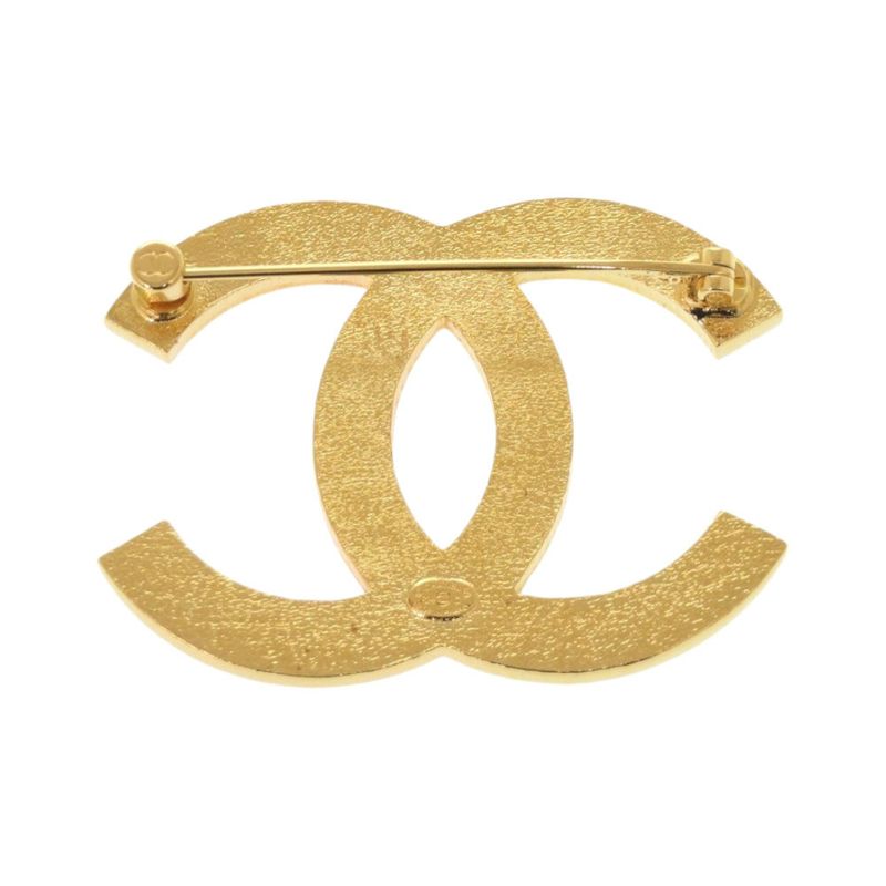 Chanel Bicolor Coco Mark Metal Gold Pink Brooch 0848 — view 3