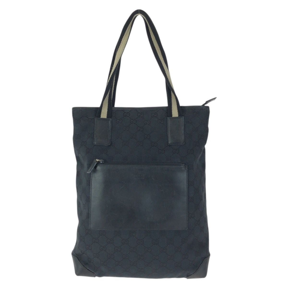 Gucci Black Silver GG Canvas Leather 019 Tote Shoulder Bag